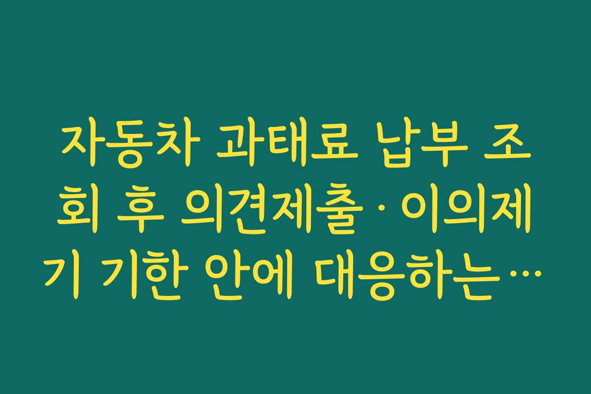 자동차 과태료 납부 조회 후 의견제출·이의제기 기한 안에 대응하는 순서