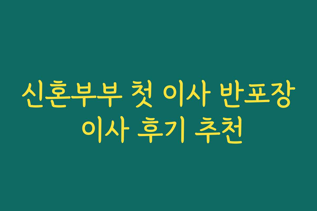신혼부부 첫 이사 반포장 이사 후기 추천