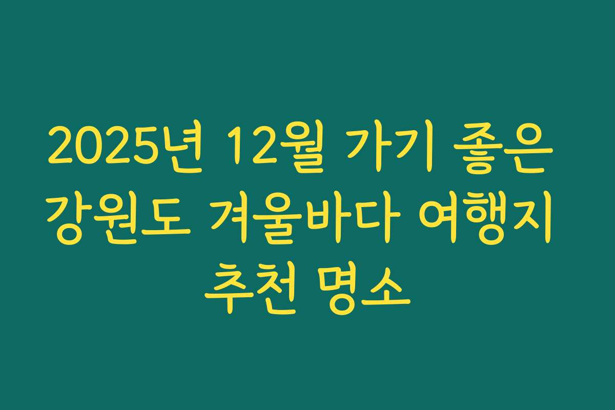 2025년 12월 가기 좋은 강원도 겨울바다 여행지 추천 명소