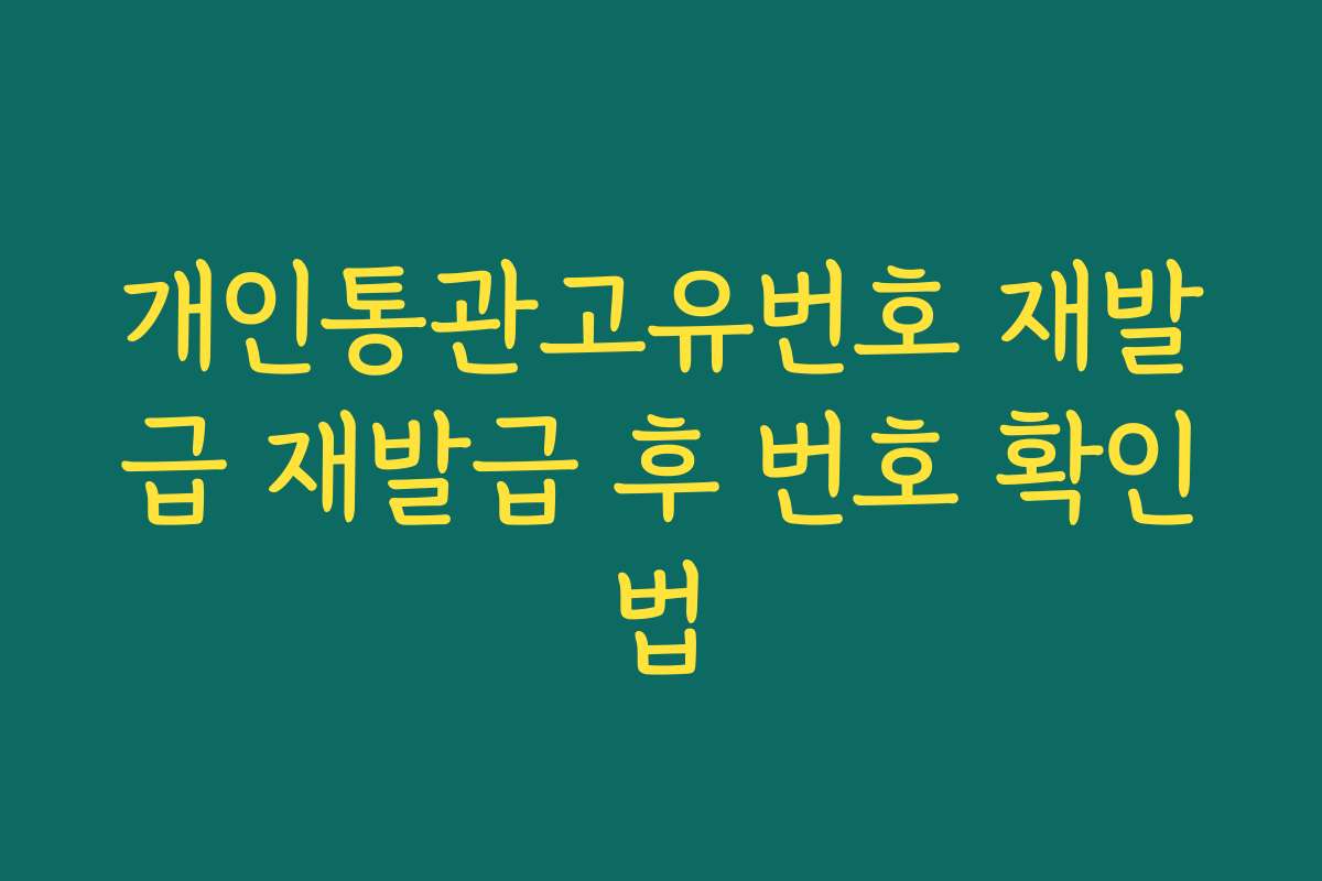 개인통관고유번호 재발급 재발급 후 번호 확인법