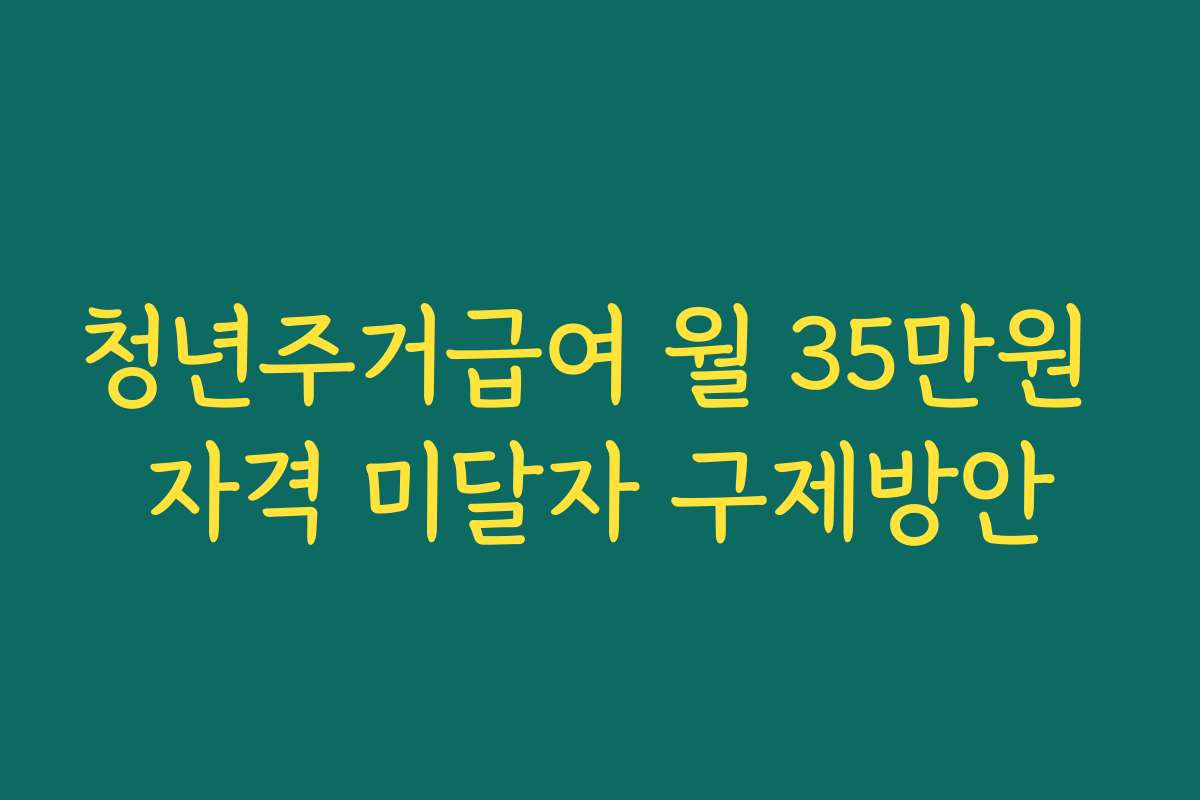 청년주거급여 월 35만원 자격 미달자 구제방안