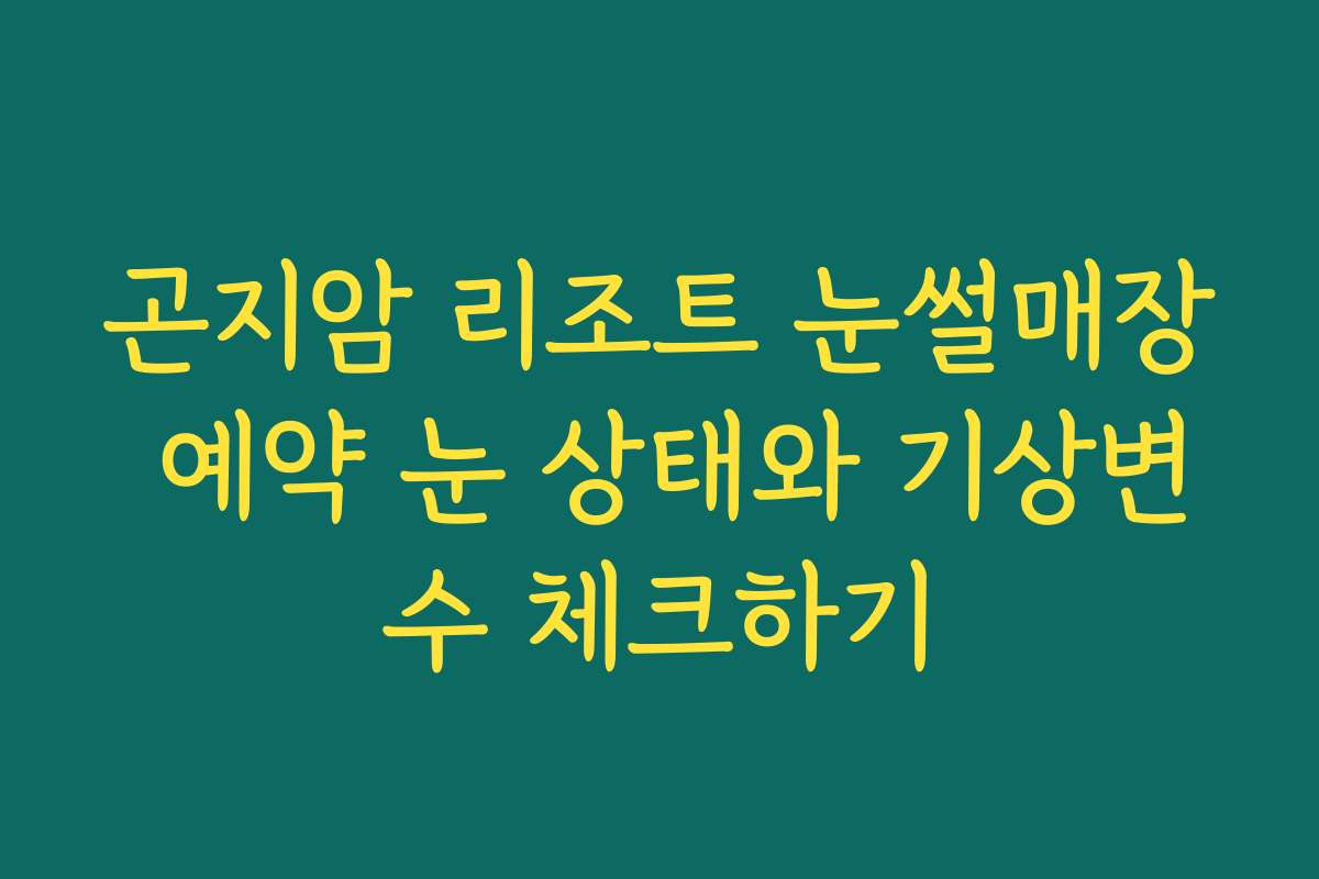 곤지암 리조트 눈썰매장 예약 눈 상태와 기상변수 체크하기