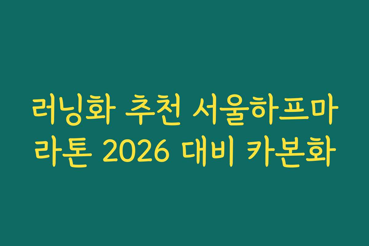 러닝화 추천 서울하프마라톤 2026 대비 카본화