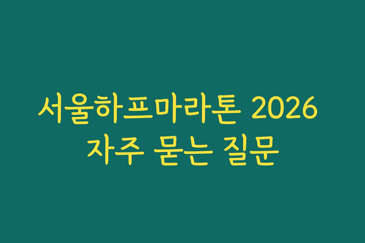 서울하프마라톤 2026 자주 묻는 질문