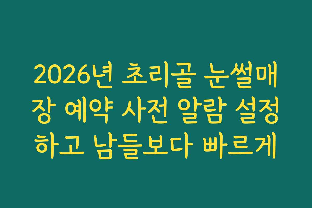 2026년 초리골 눈썰매장 예약 사전 알람 설정하고 남들보다 빠르게
