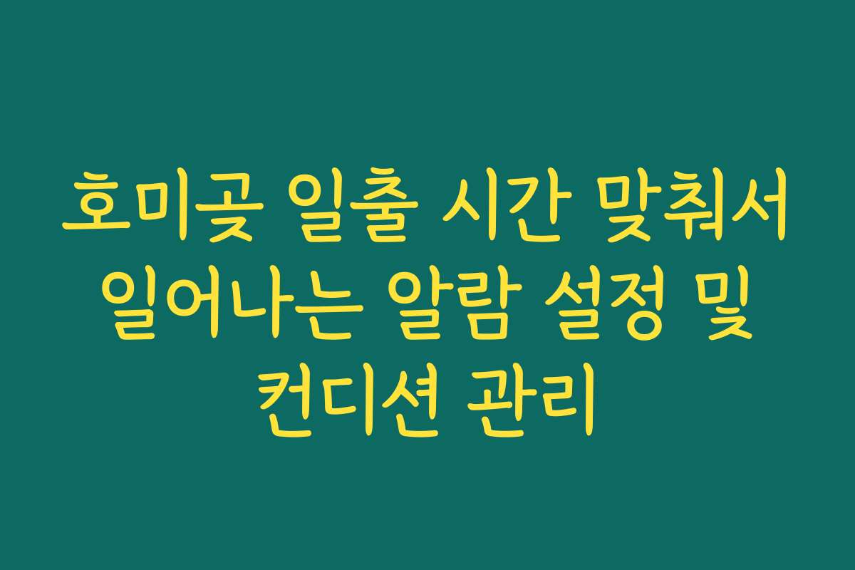 호미곶 일출 시간 맞춰서 일어나는 알람 설정 및 컨디션 관리