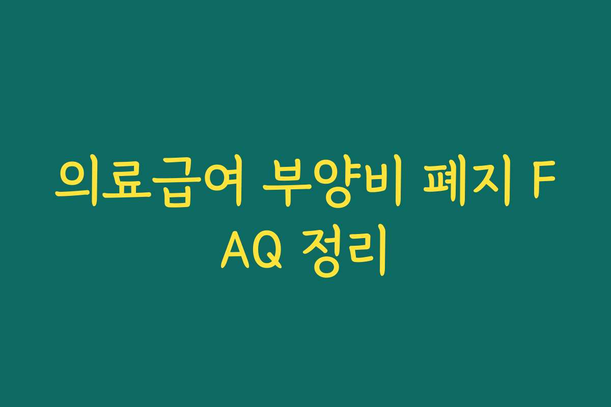 의료급여 부양비 폐지 FAQ 정리