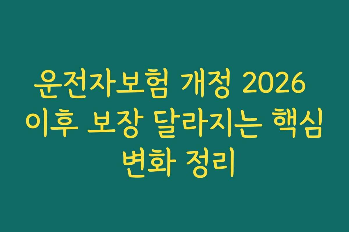 운전자보험 개정 2026 이후 보장 달라지는 핵심 변화 정리