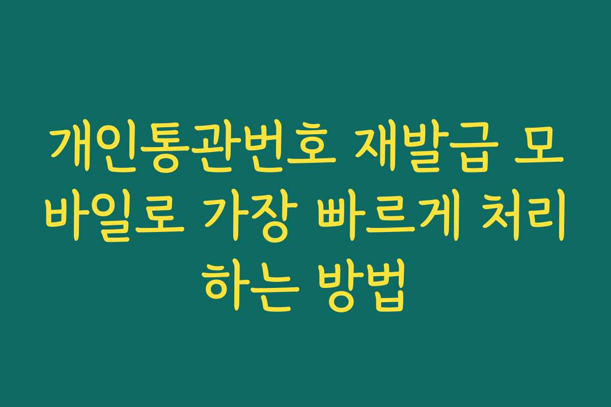 개인통관번호 재발급 모바일로 가장 빠르게 처리하는 방법