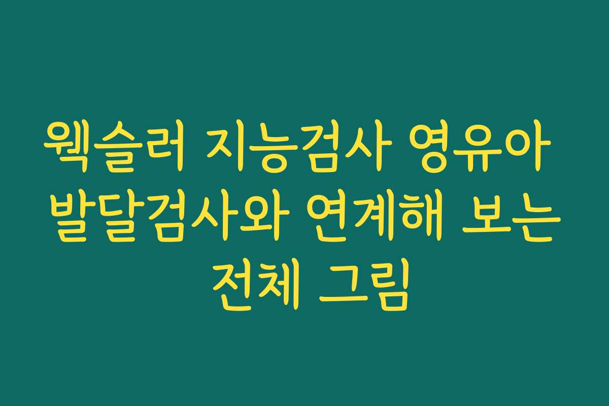 웩슬러 지능검사 영유아 발달검사와 연계해 보는 전체 그림
