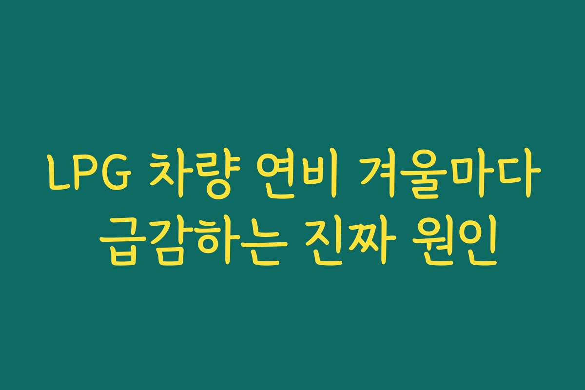LPG 차량 연비 겨울마다 급감하는 진짜 원인