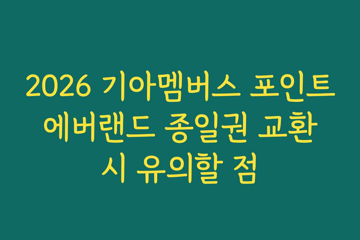 2026 기아멤버스 포인트 에버랜드 종일권 교환 시 유의할 점