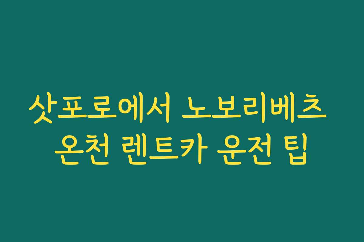 삿포로에서 노보리베츠 온천 렌트카 운전 팁