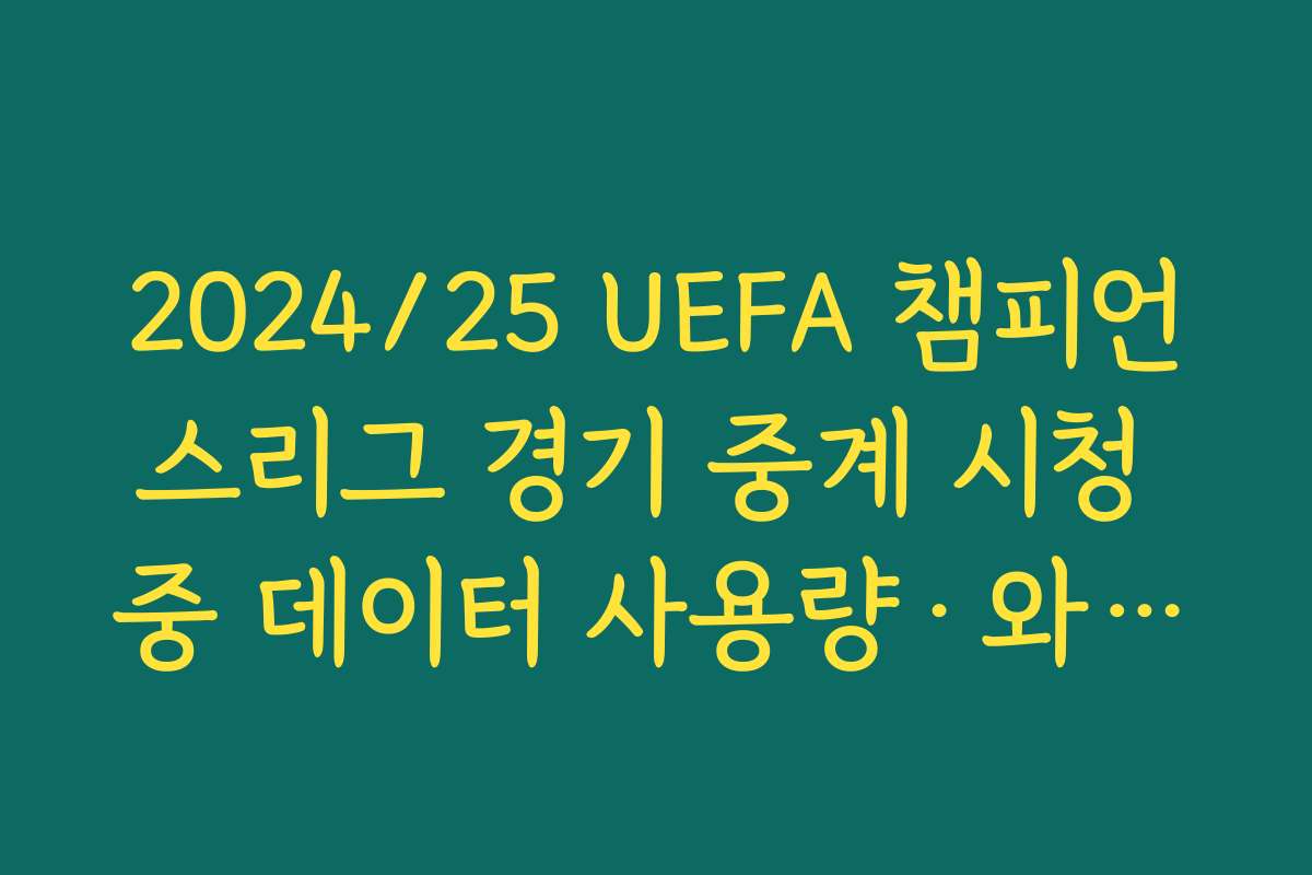 2024/25 UEFA 챔피언스리그 경기 중계 시청 중 데이터 사용량·와이파이 환경 최적화 요령