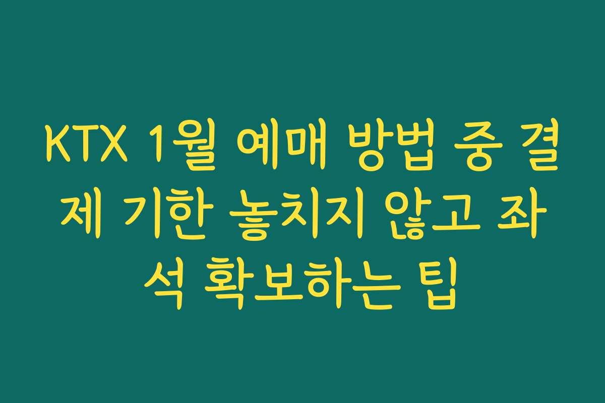KTX 1월 예매 방법 중 결제 기한 놓치지 않고 좌석 확보하는 팁