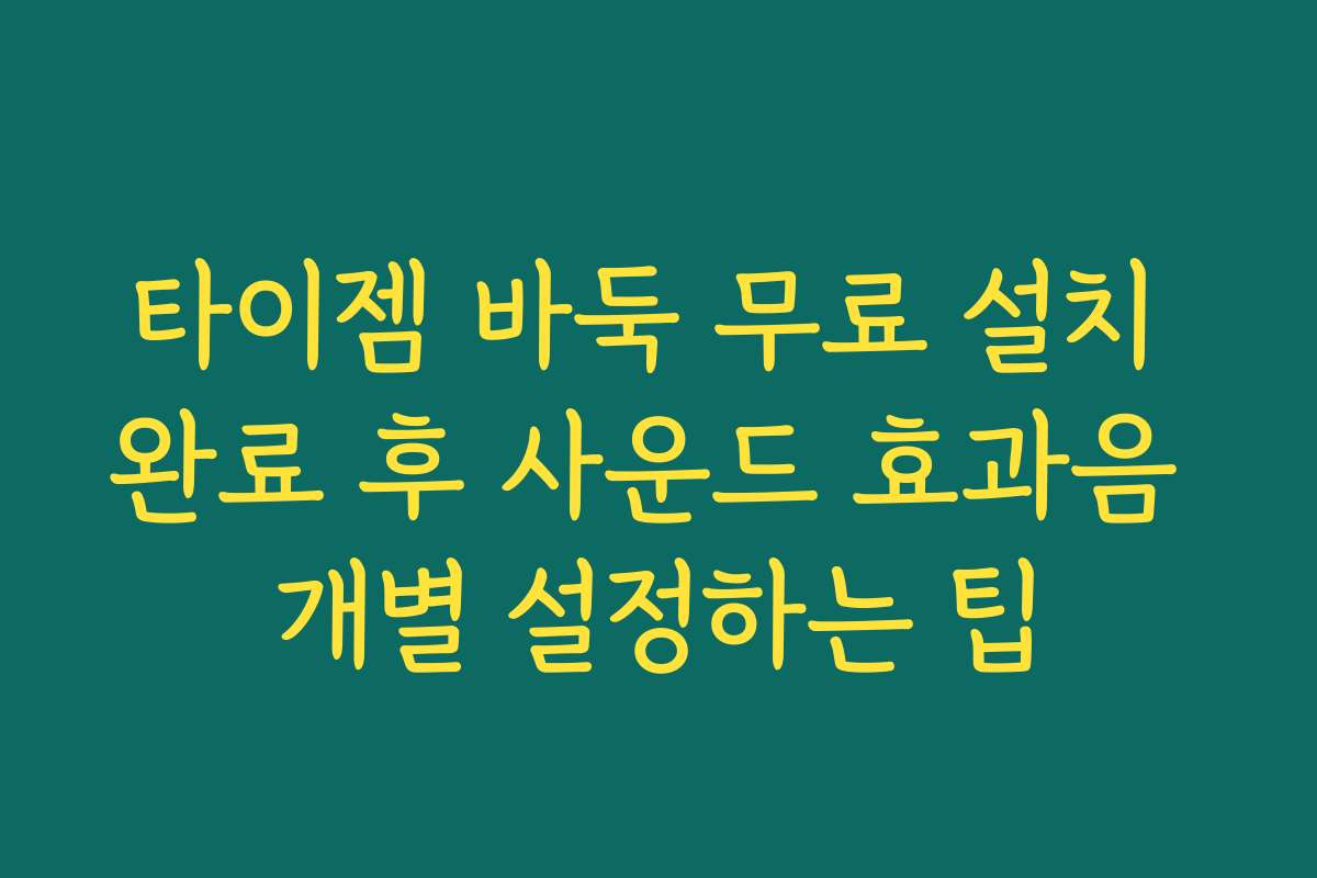 타이젬 바둑 무료 설치 완료 후 사운드 효과음 개별 설정하는 팁