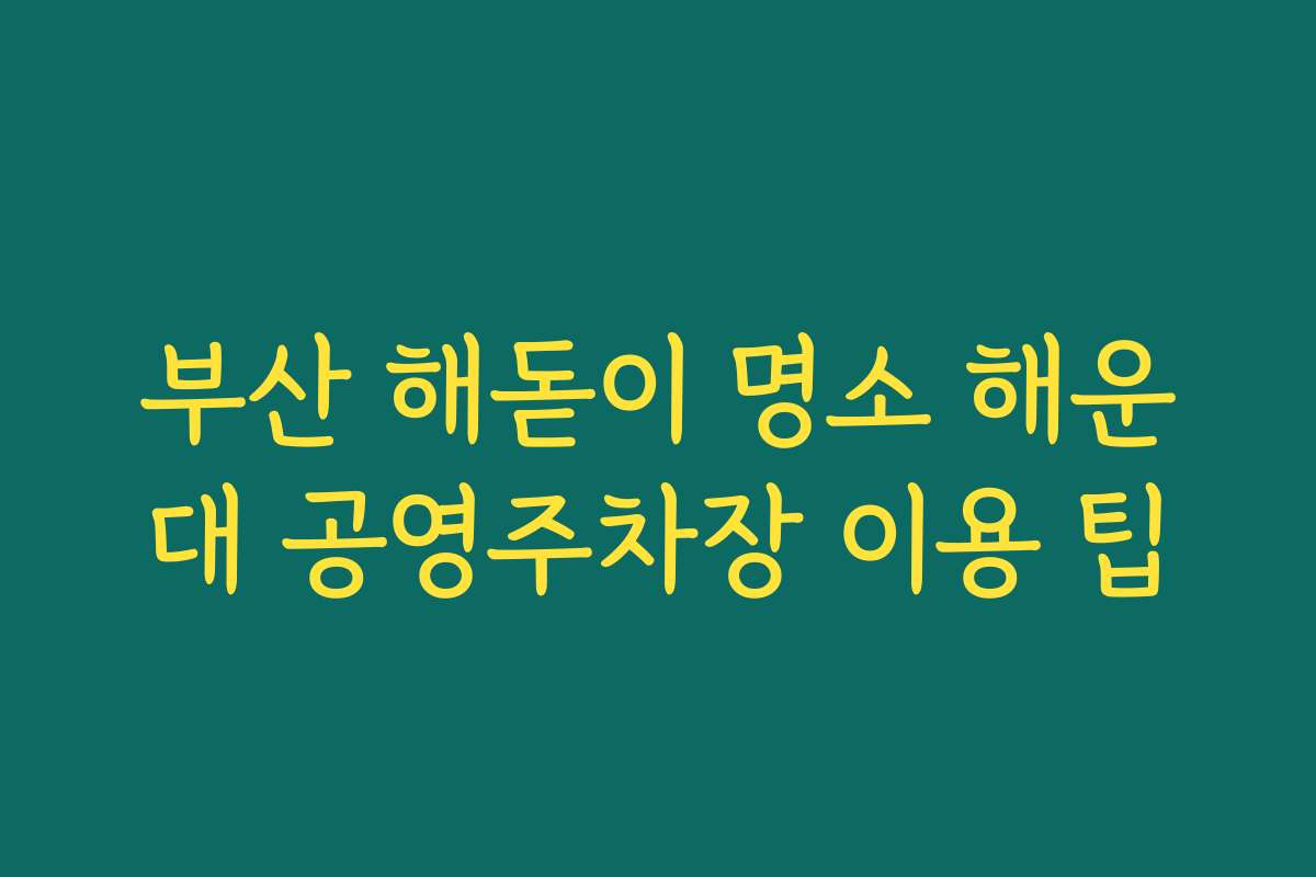 부산 해돋이 명소 해운대 공영주차장 이용 팁
