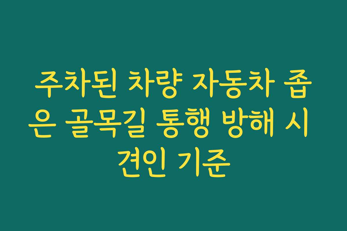 주차된 차량 자동차 좁은 골목길 통행 방해 시 견인 기준 주차된 차량 자동차 좁은 골목길 통행 방해 시 견인 기준