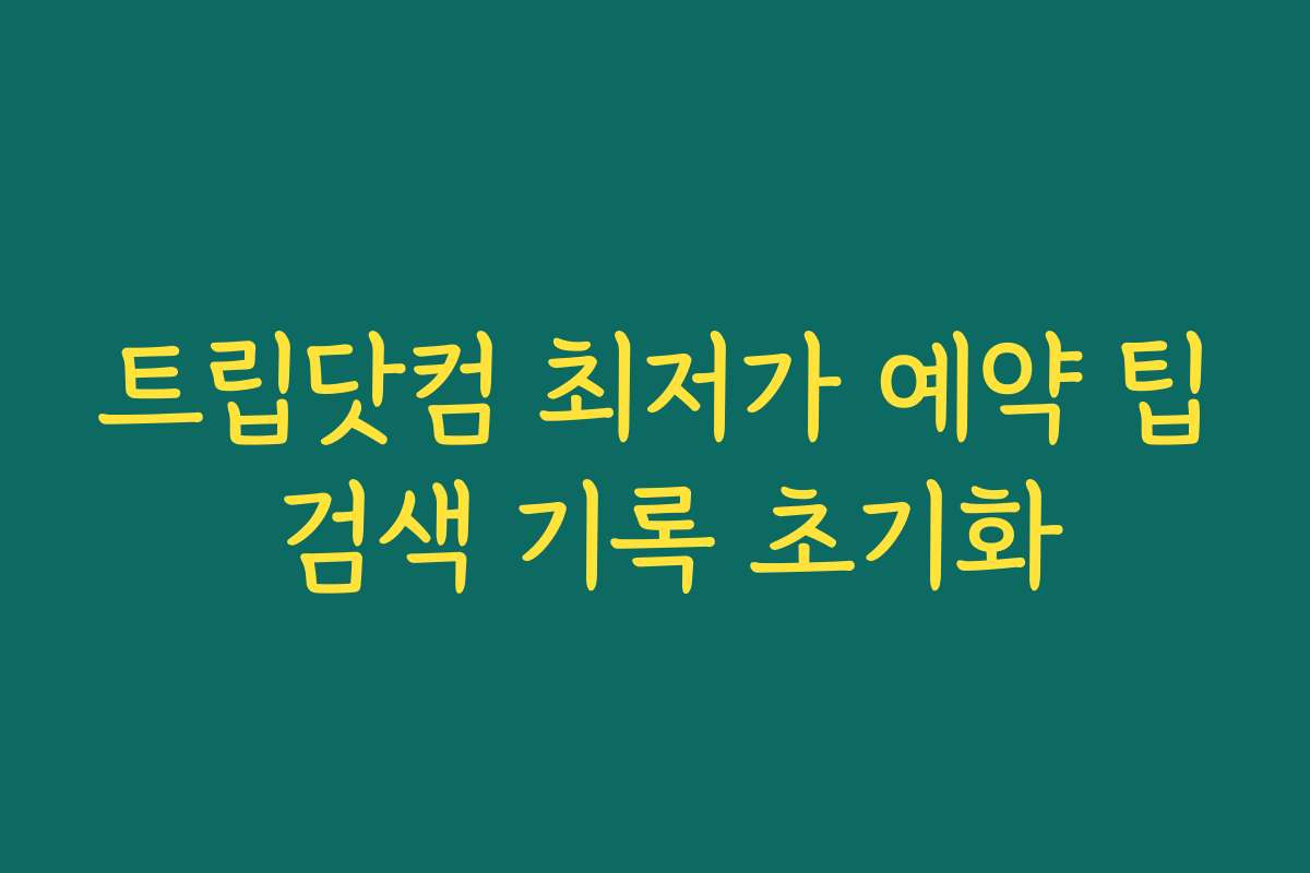 트립닷컴 최저가 예약 팁 검색 기록 초기화 트립닷컴 최저가 예약 팁 검색 기록 초기화