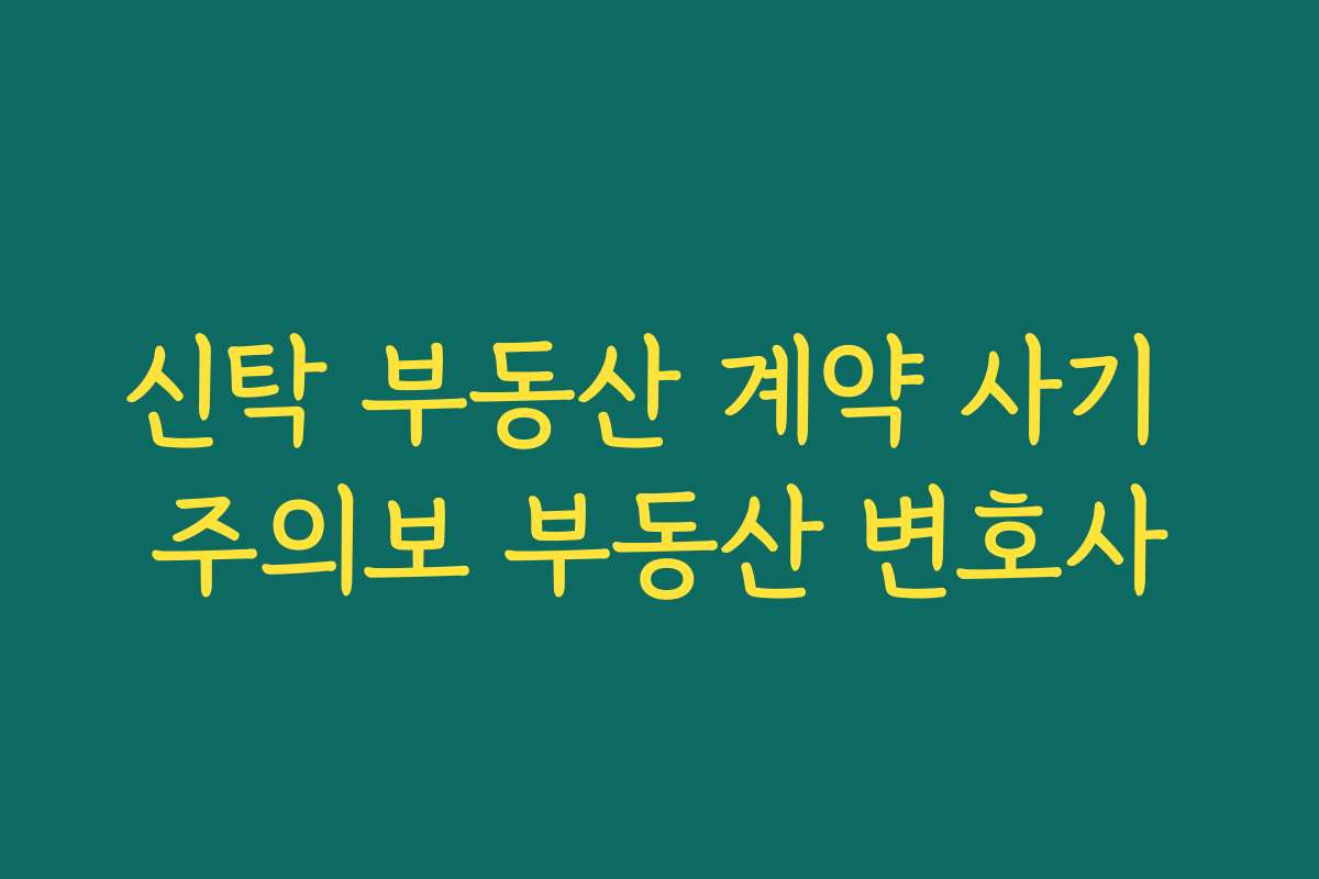 신탁 부동산 계약 사기 주의보 부동산 변호사