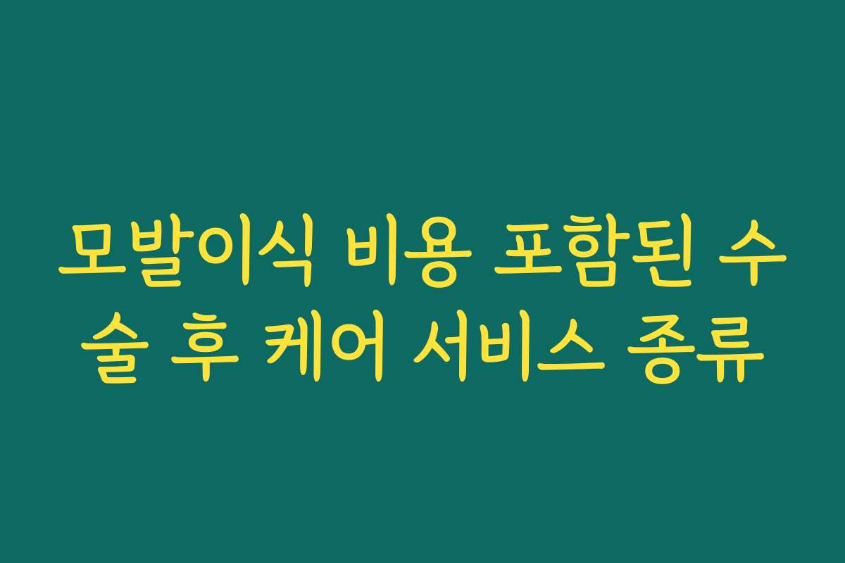 모발이식 비용 포함된 수술 후 케어 서비스 종류