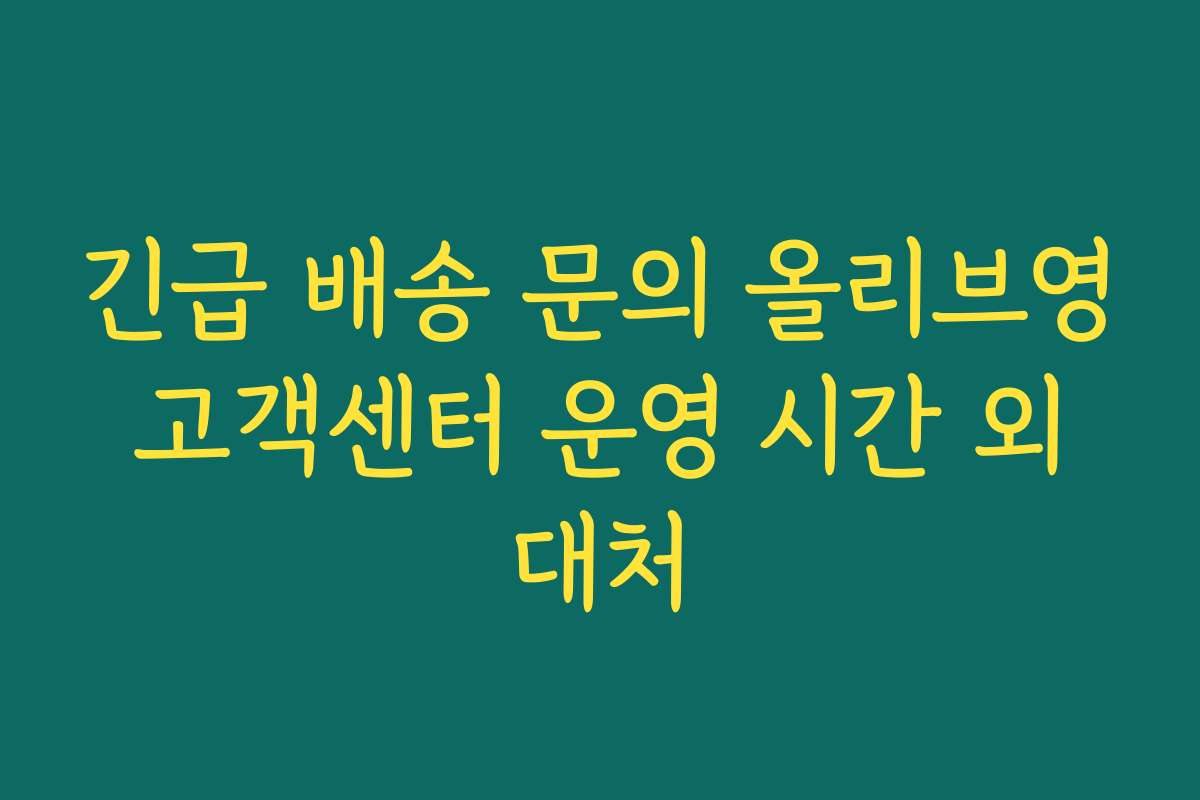긴급 배송 문의 올리브영 고객센터 운영 시간 외 대처