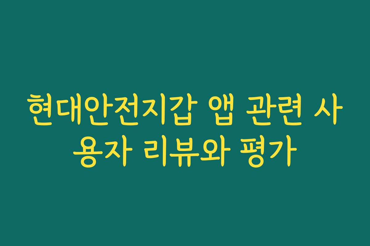 현대안전지갑 앱 관련 사용자 리뷰와 평가