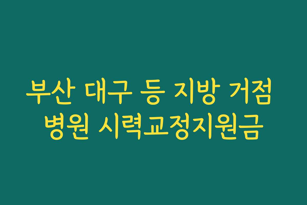 부산 대구 등 지방 거점 병원 시력교정지원금