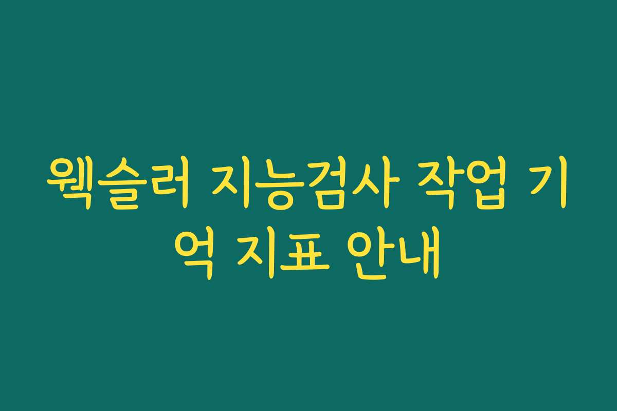 웩슬러 지능검사 작업 기억 지표 안내
