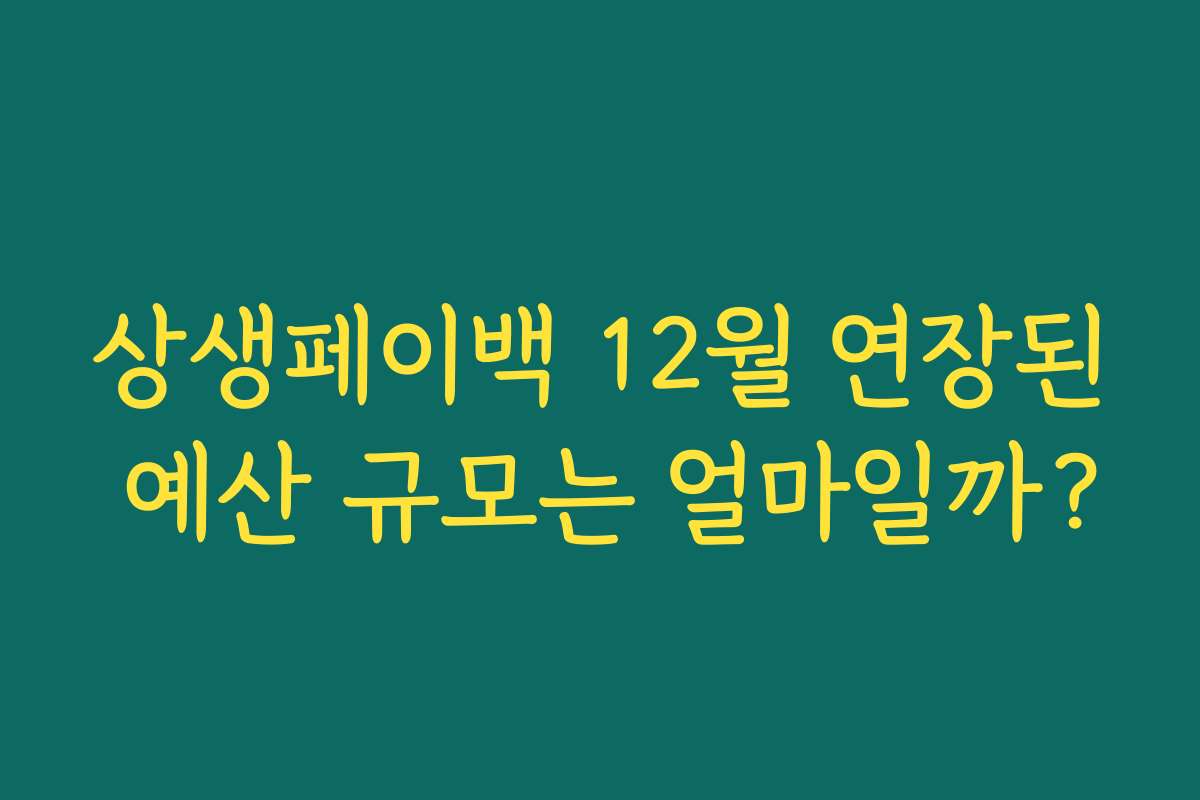 상생페이백 12월 연장된 예산 규모는 얼마일까?