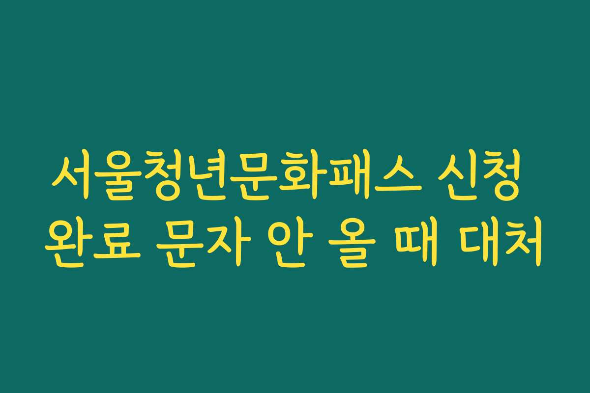 서울청년문화패스 신청 완료 문자 안 올 때 대처