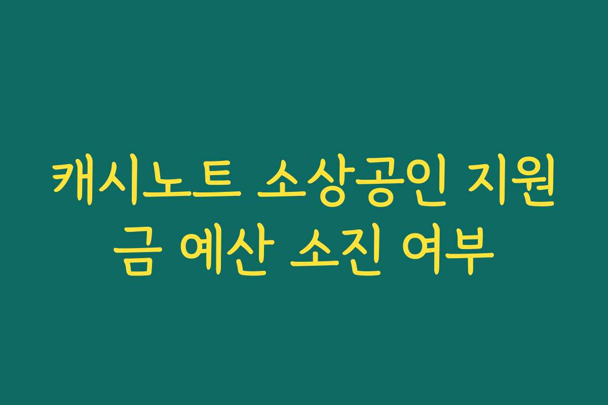 캐시노트 소상공인 지원금 예산 소진 여부