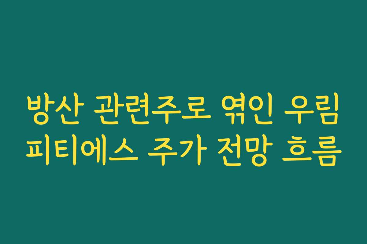 방산 관련주로 엮인 우림피티에스 주가 전망 흐름
