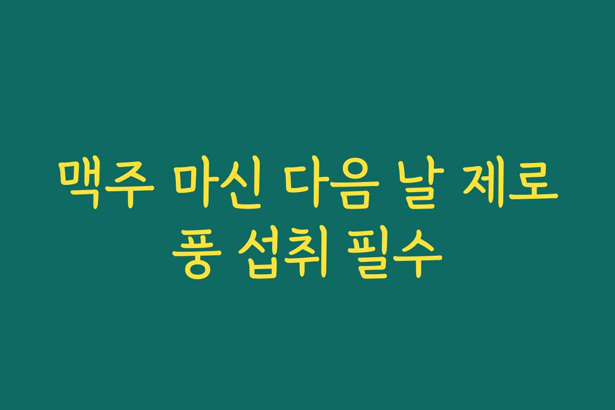 맥주 마신 다음 날 제로풍 섭취 필수