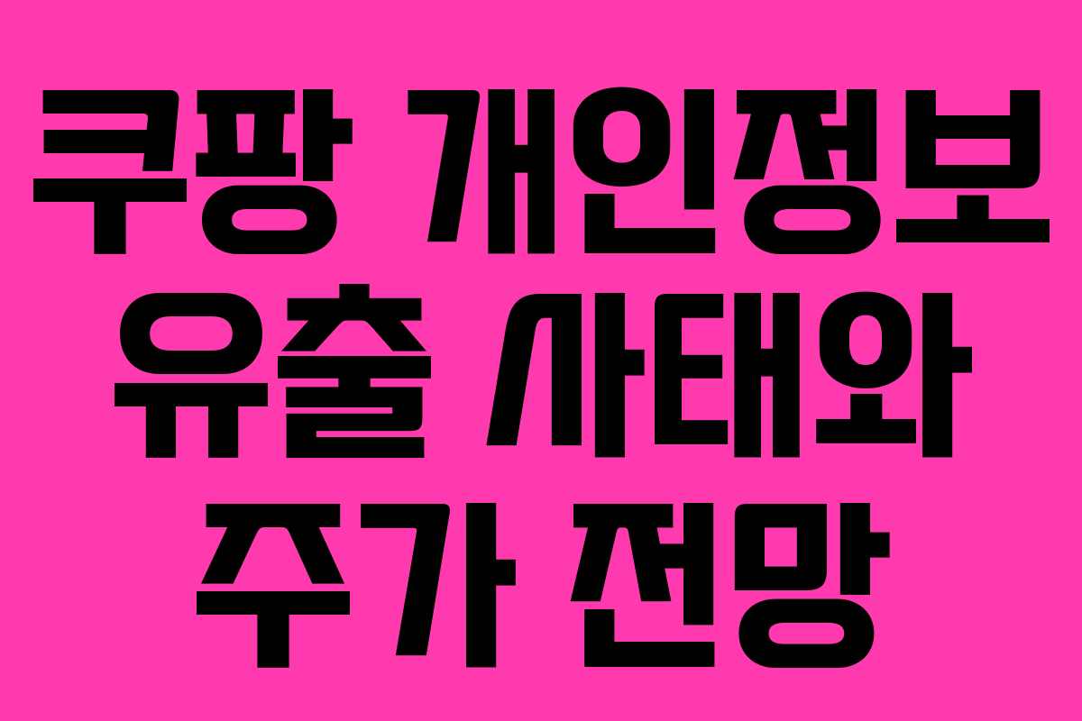 쿠팡 개인정보 유출 사태와 주가 전망 쿠팡 개인정보 유출 사태와 주가 전망