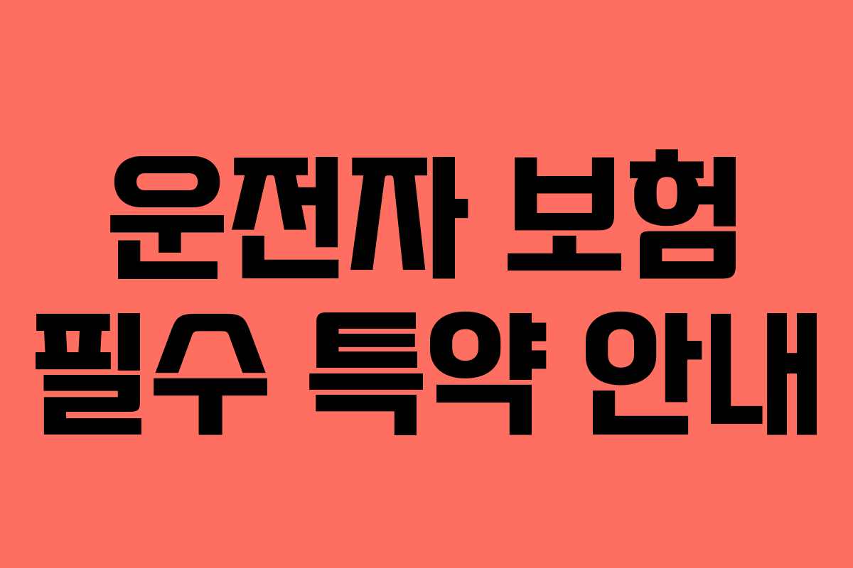 운전자 보험 필수 특약 안내
