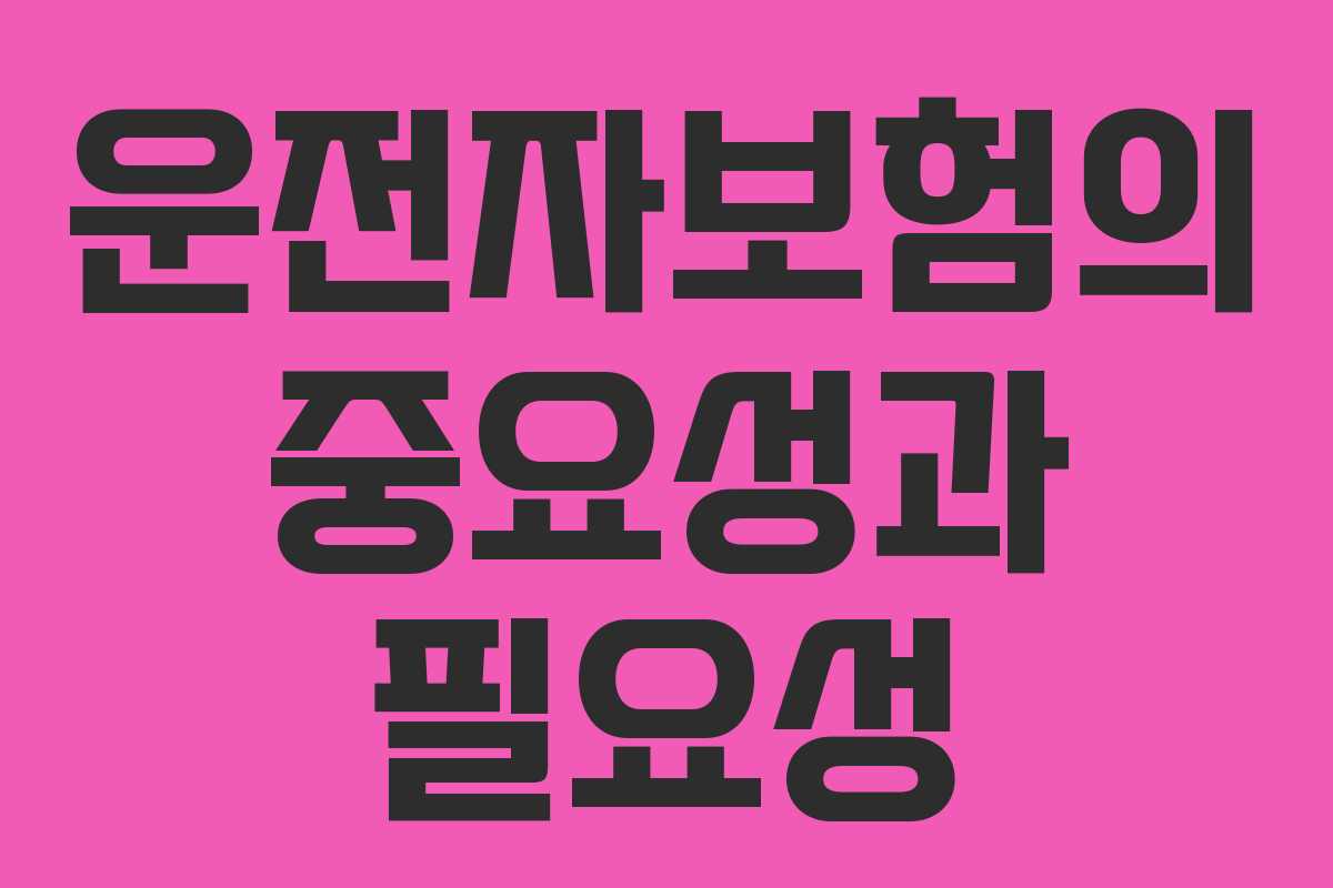 운전자보험의 중요성과 필요성