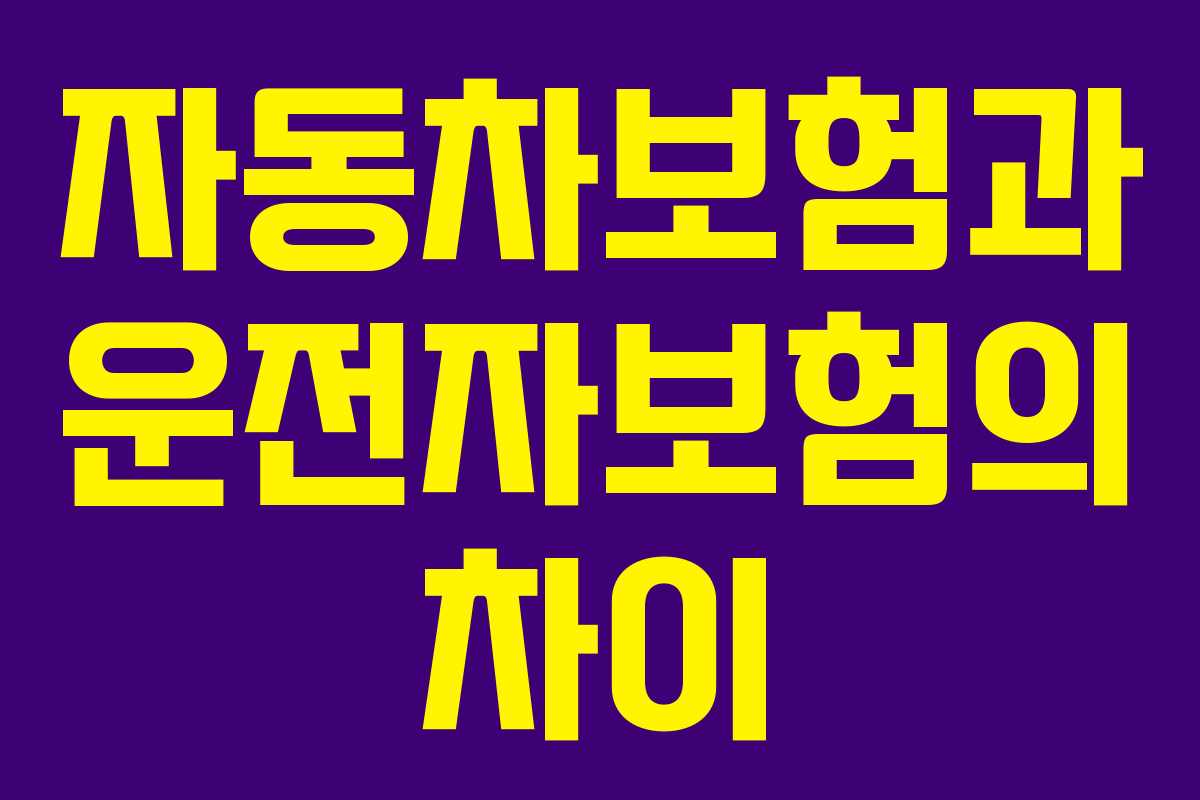 자동차보험과 운전자보험의 차이 자동차보험과 운전자보험의 차이