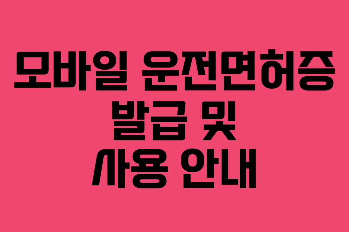 모바일 운전면허증 발급 및 사용 안내