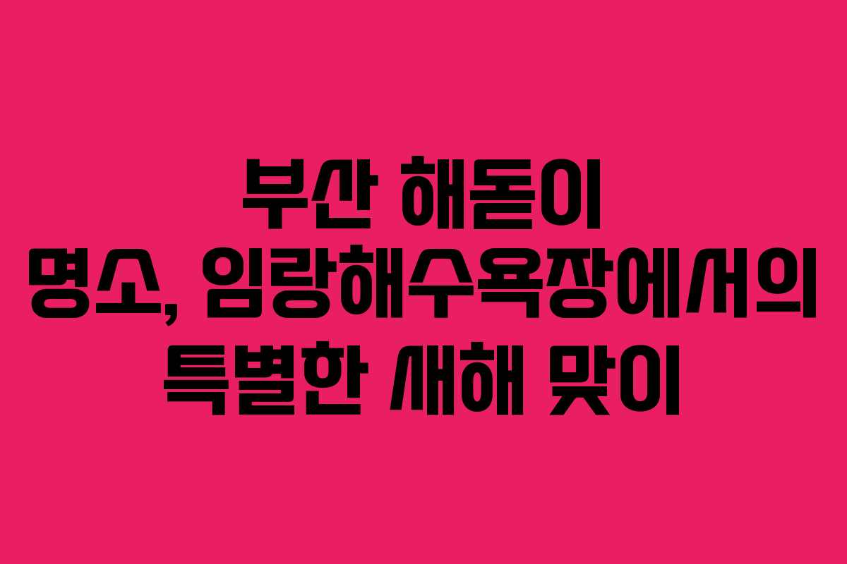 부산 해돋이 명소, 임랑해수욕장에서의 특별한 새해 맞이