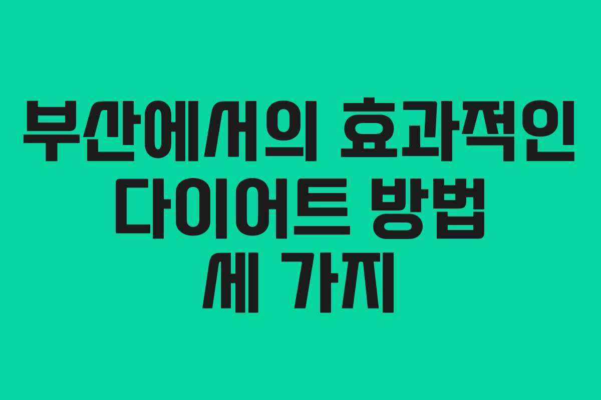 부산에서의 효과적인 다이어트 방법 세 가지