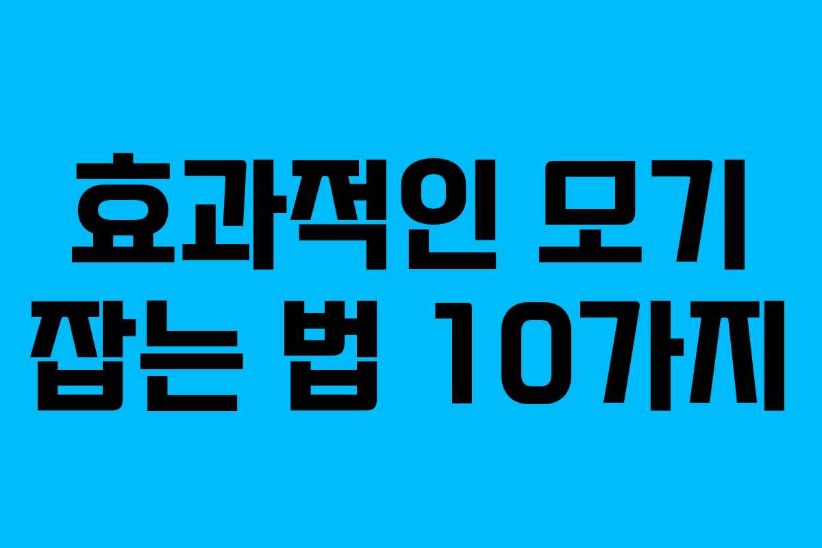 효과적인 모기 잡는 법 10가지