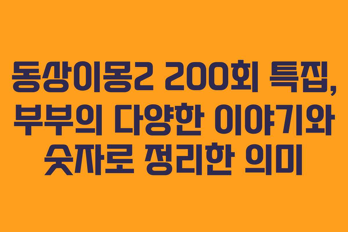 동상이몽2 200회 특집, 부부의 다양한 이야기와 숫자로 정리한 의미