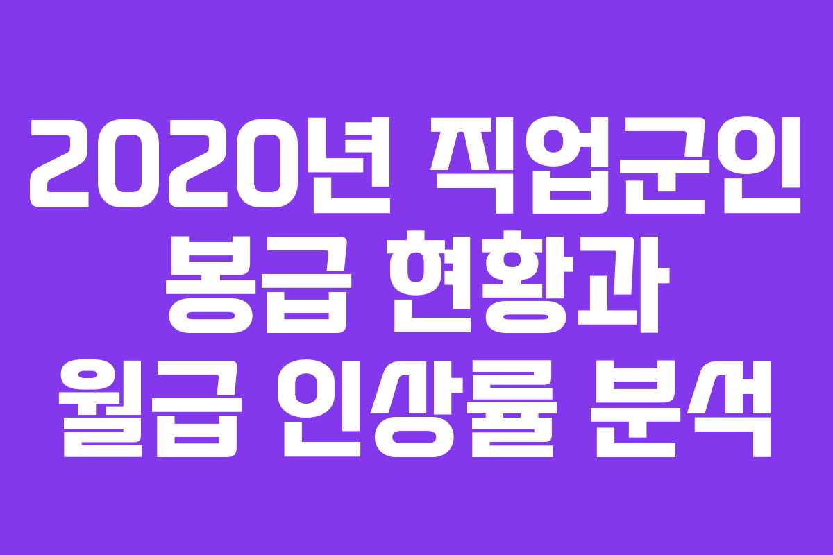 2020년 직업군인 봉급 현황과 월급 인상률 분석