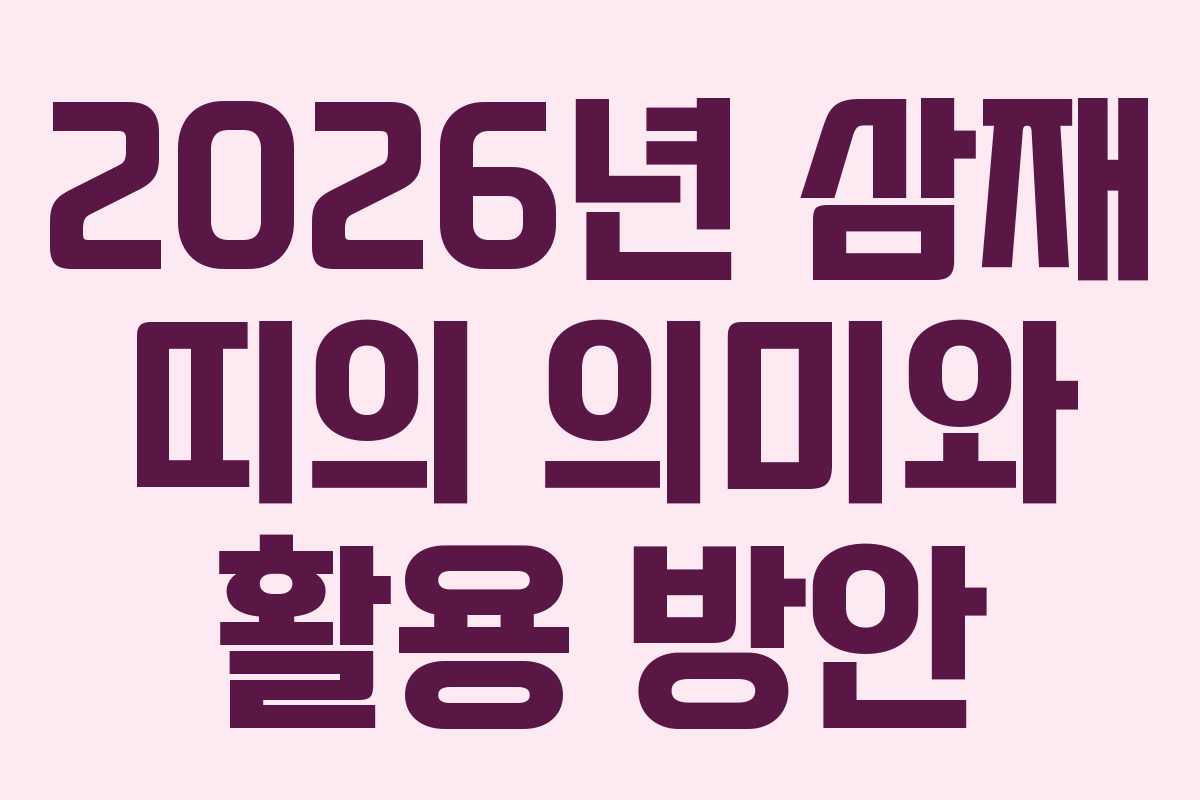 2026년 삼재 띠의 의미와 활용 방안