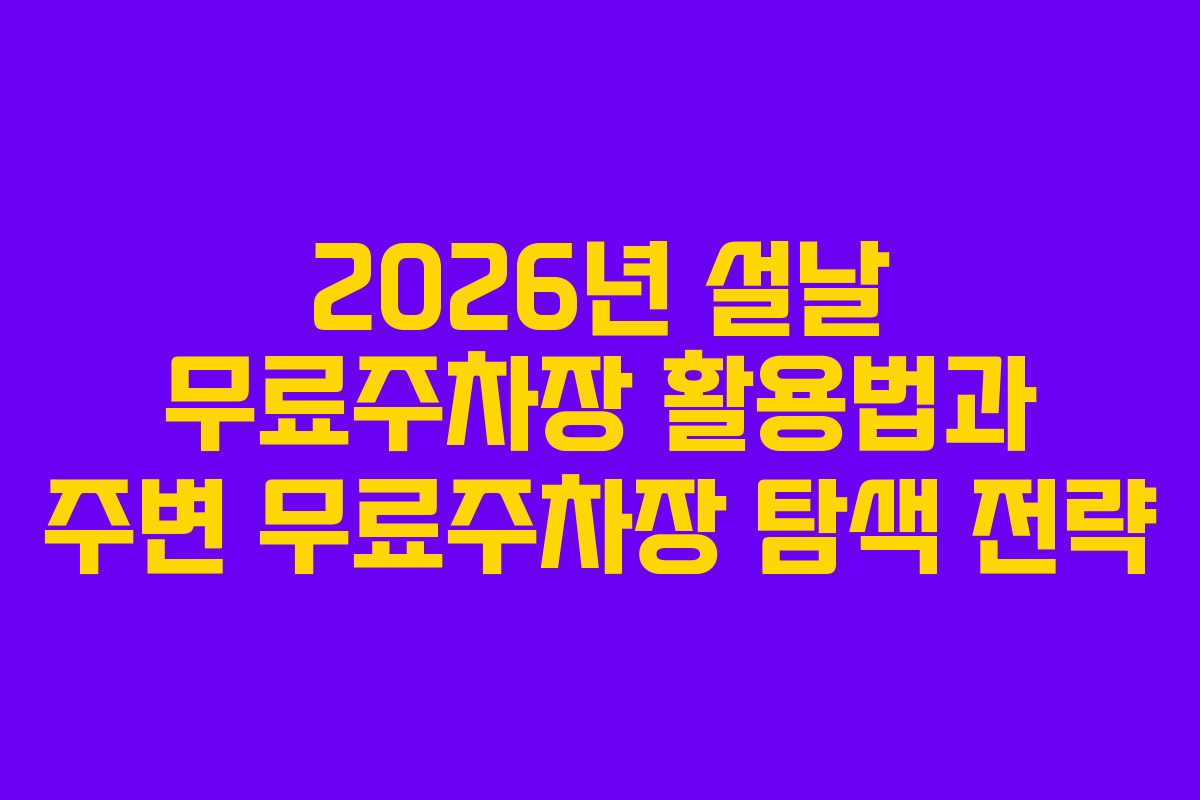 2026년 설날 무료주차장 활용법과 주변 무료주차장 탐색 전략 2026년 설날 무료주차장 활용법과 주변 무료주차장 탐색 전략
