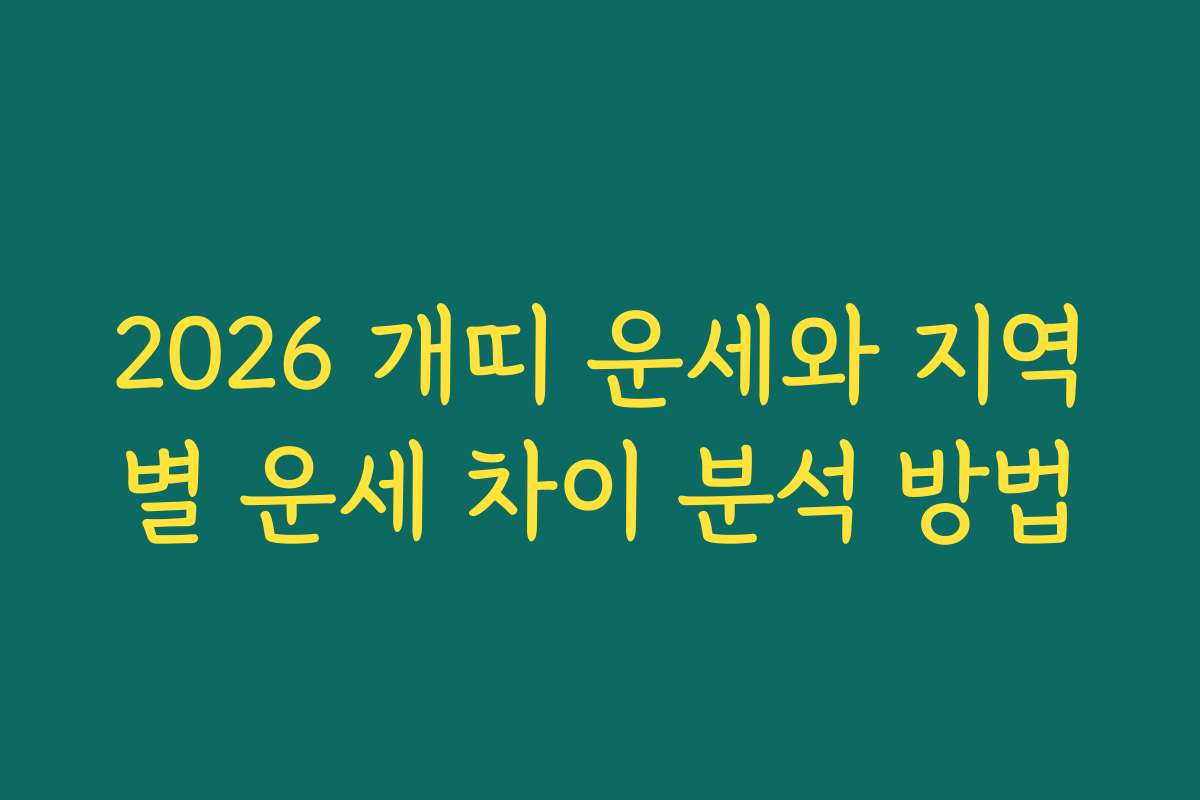 2026 개띠 운세와 지역별 운세 차이 분석 방법