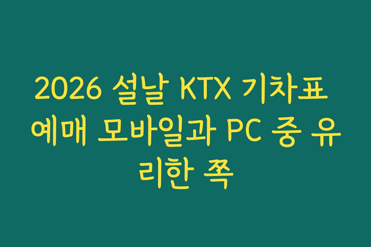 2026 설날 KTX 기차표 예매 모바일과 PC 중 유리한 쪽