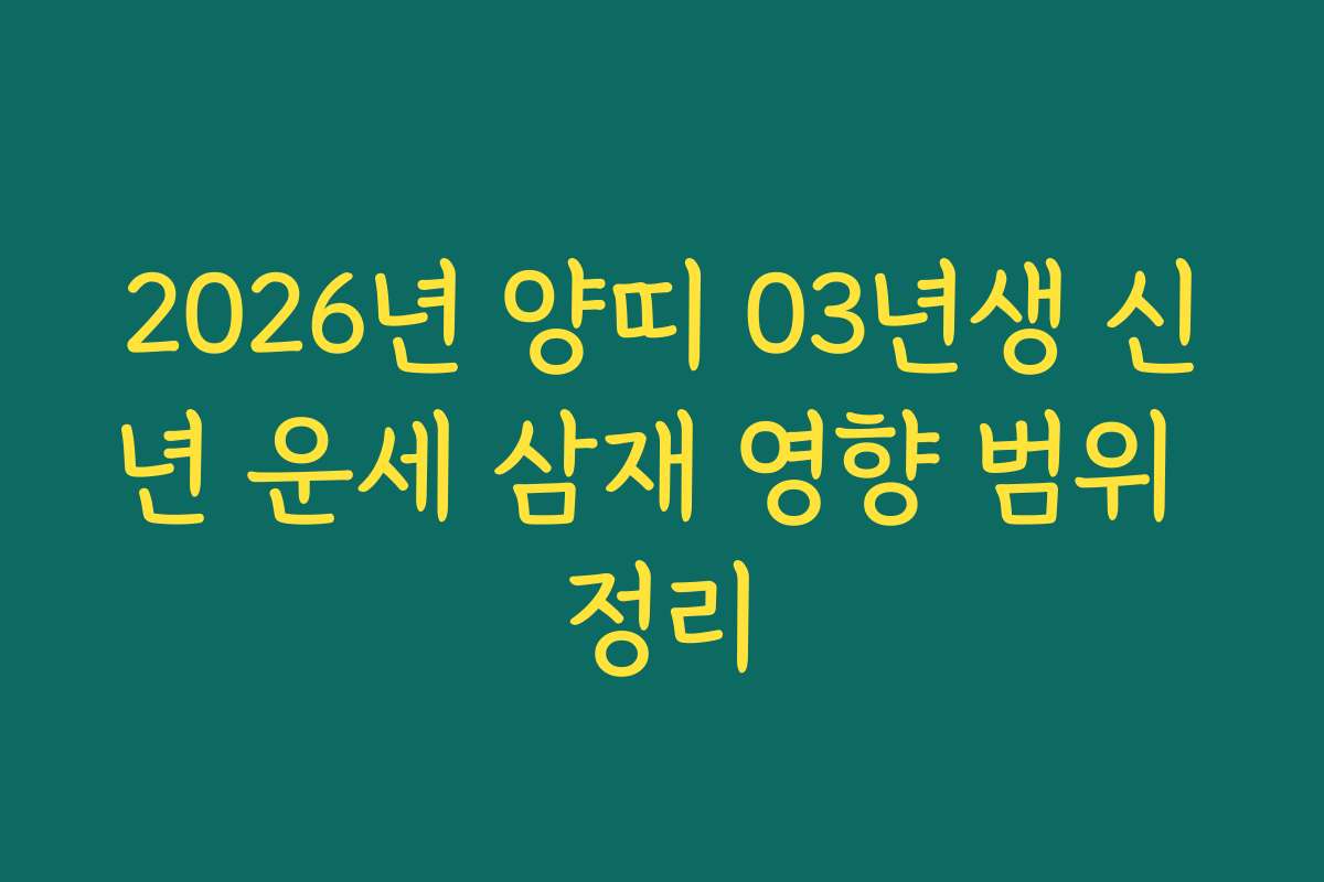 2026년 양띠 03년생 신년 운세 삼재 영향 범위 정리