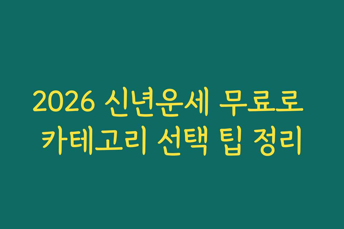 2026 신년운세 무료로 카테고리 선택 팁 정리 2026 신년운세 무료로 카테고리 선택 팁 정리